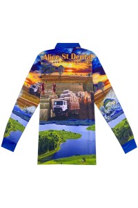 Order Men's Long Sleeve Dye Sublimation Polo Shirt Personal Design Water Sports 3 Button Chest Left Front Chest Pocket Printing Throughout Dye Sublimation Manufacturer 100%Polyester P1428 front view